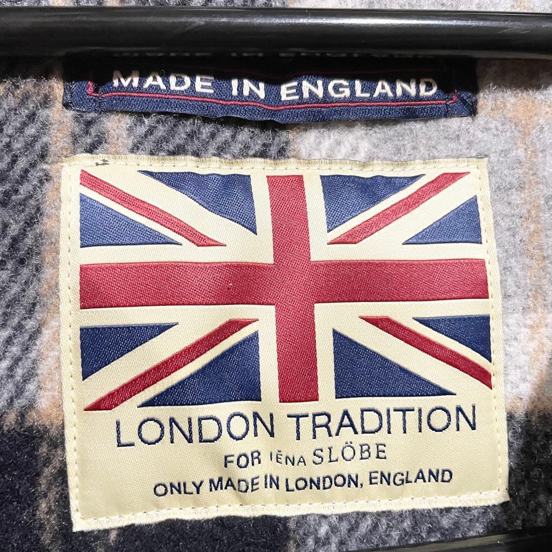 ロンドントラディション スローブイエナ ダッフルコート グレー チェック柄 34