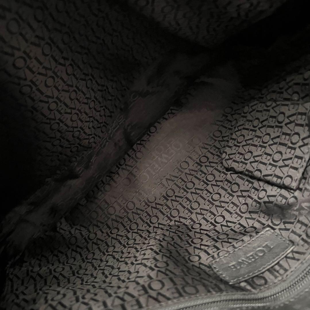 ✨極美品✨ロエベ　大容量メッセンジャーバッグ　キャンバス×レザー　ブラック