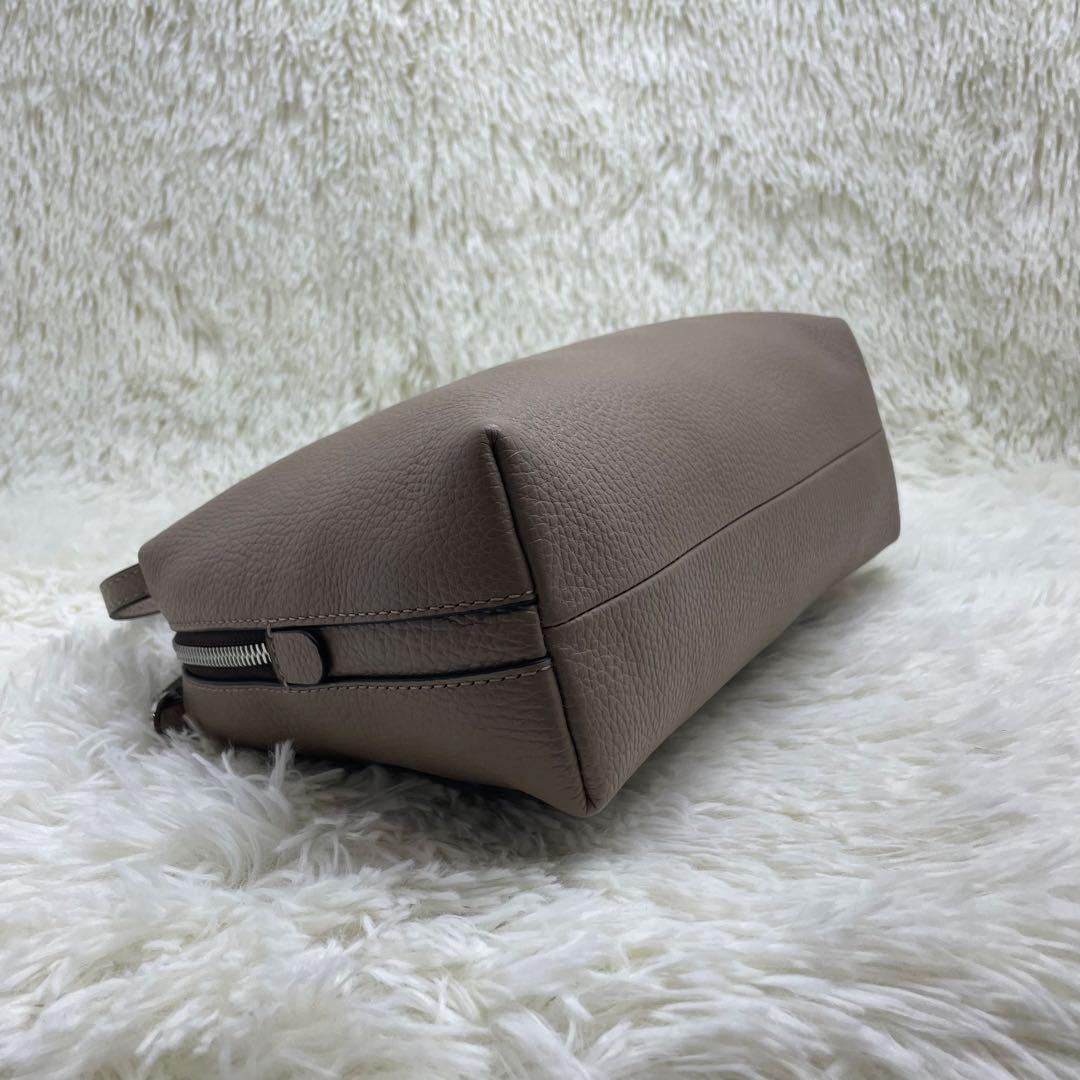 【美品】ジャンニキャリーニ アリファ 2way シボ革 グレージュ