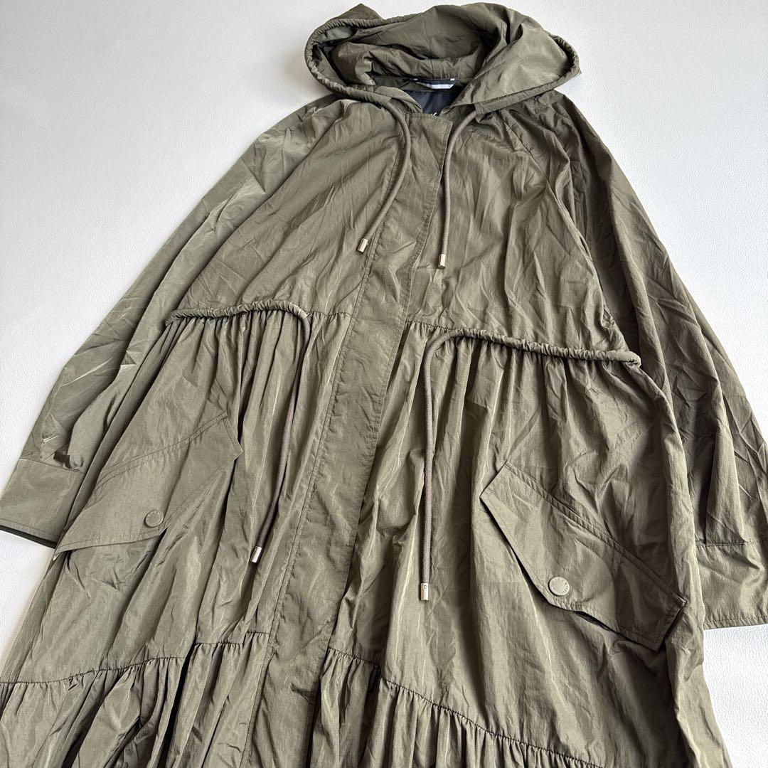 美品　マックスマーラ　ギャザー　モッズコート　　カーキ　38 スプリングコート