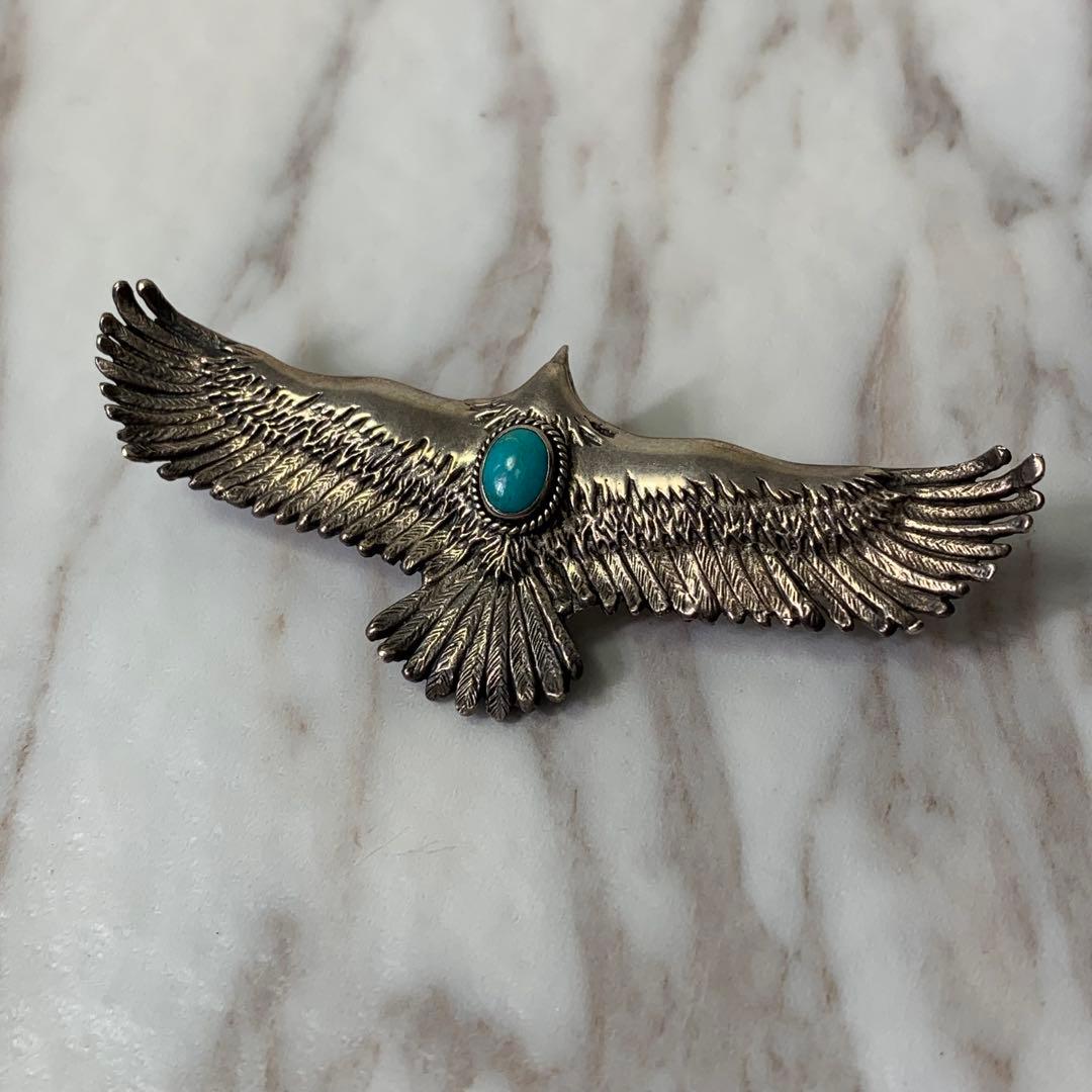 美品 SAAD イーグル ターコイズ ペンダントトップ シルバー925 刻印