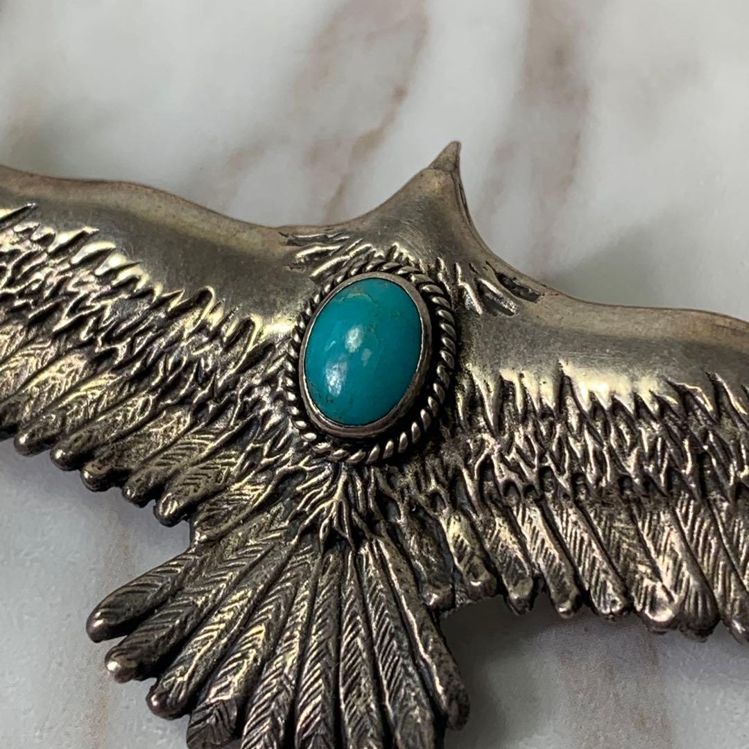 美品 SAAD イーグル ターコイズ ペンダントトップ シルバー925 刻印