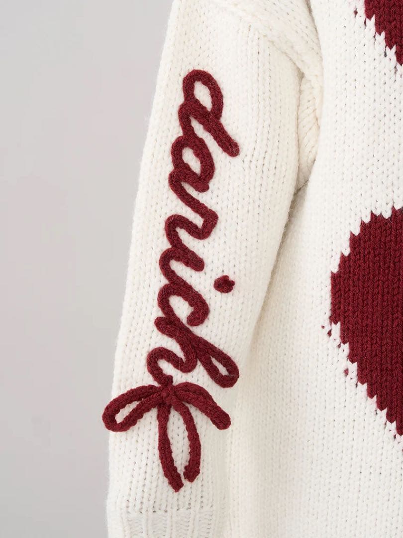 新品タグ付 ダーリッチ ハートロゴローゲージニットチュニック フリー アイボリー