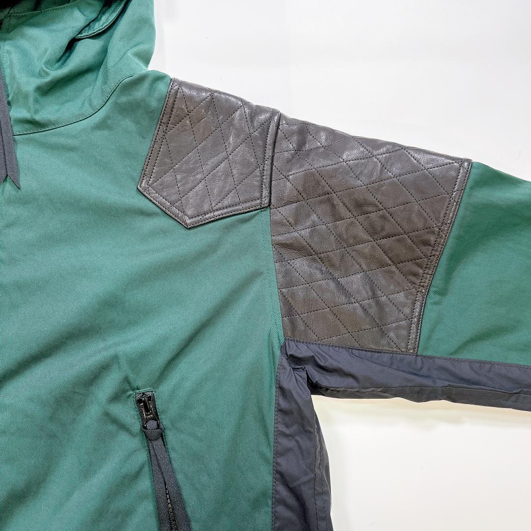 美品 WHIZ LIMITED マウンテンパーカー レザー切り替え 緑×黒 L