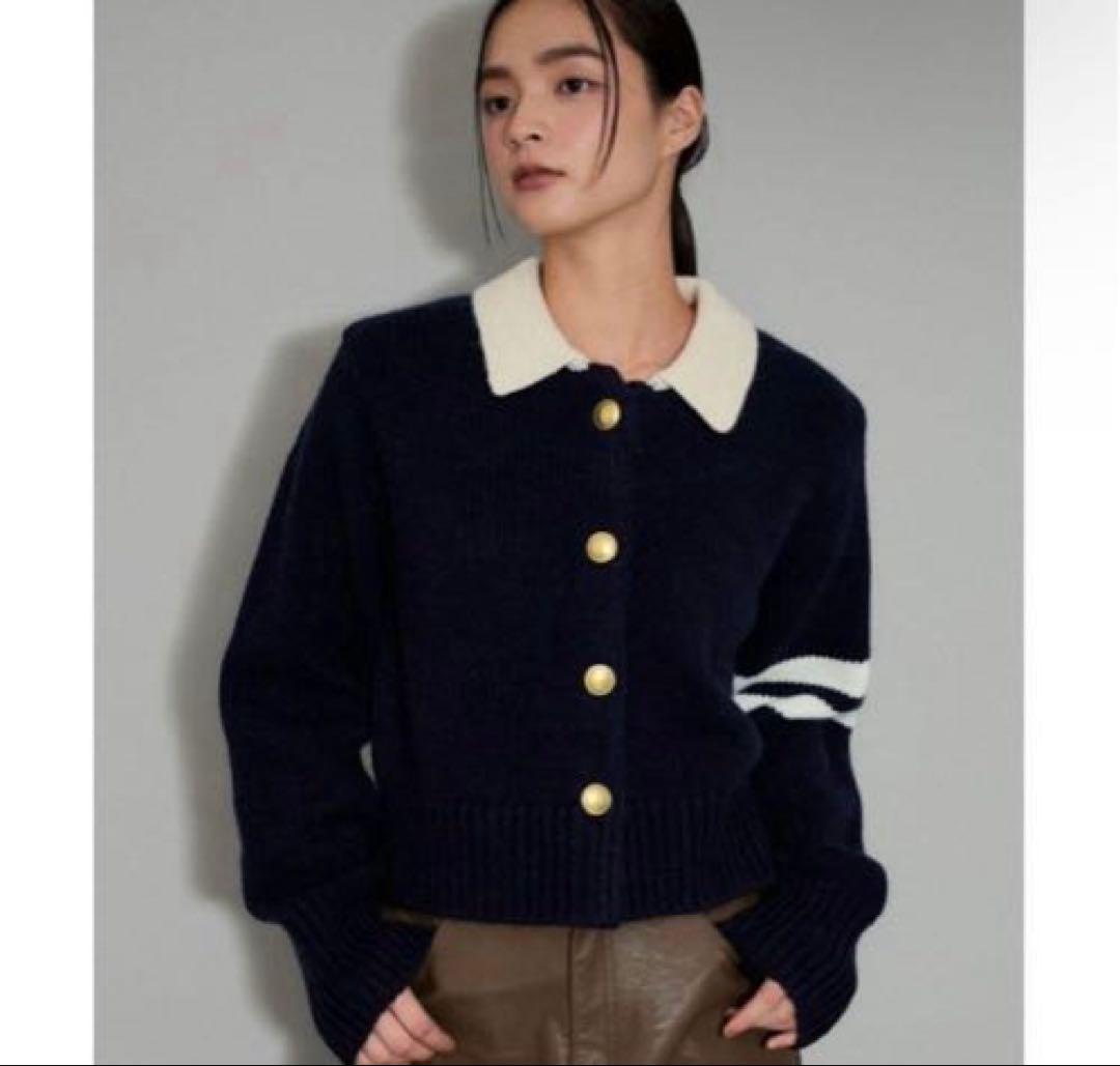 完売ADAM ET ROPE' FEMME 【WEB限定】ポロニットカーディガン