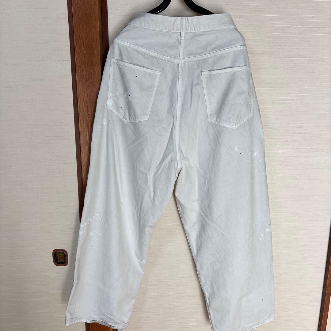 パンツ ANCELLM DAMAGE WIDE 5P DENIM PANTS WHITE