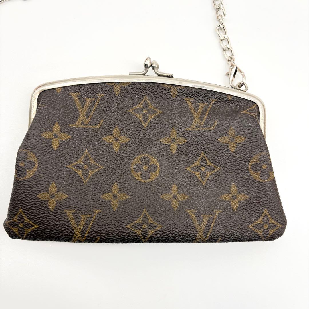 【美品】VUITTONあ　ポーチ　USA製バケット　がま口　シルバー金具