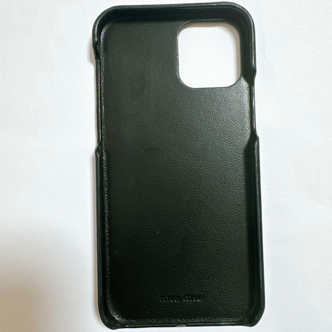 miumiu iPhone12ケース　ミュウミュウ水玉スマホケース　ブラック