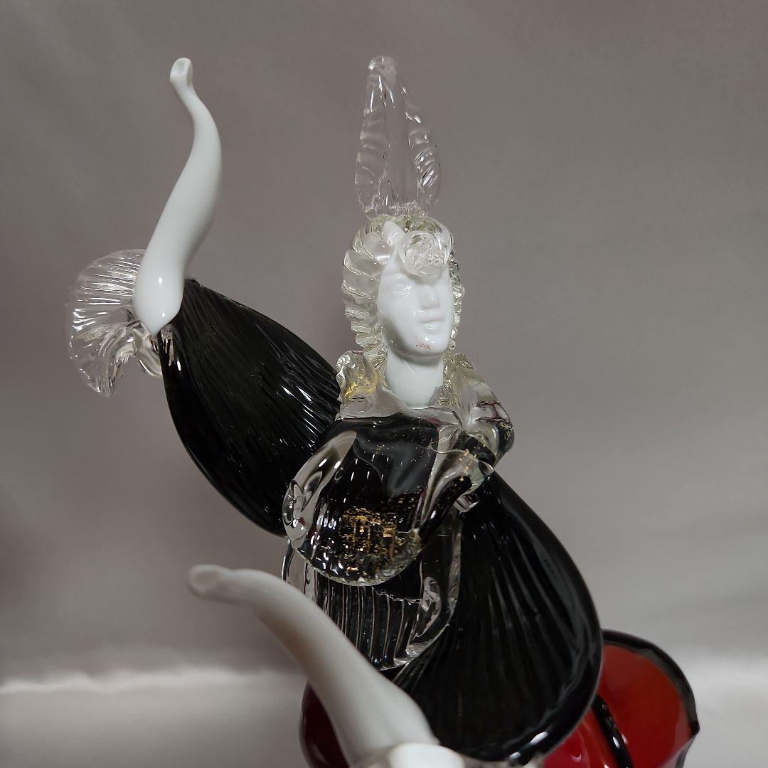 ま*ん様 ベネチアンガラス ペアドール ムラーノガラス ダンス イタリア 金彩