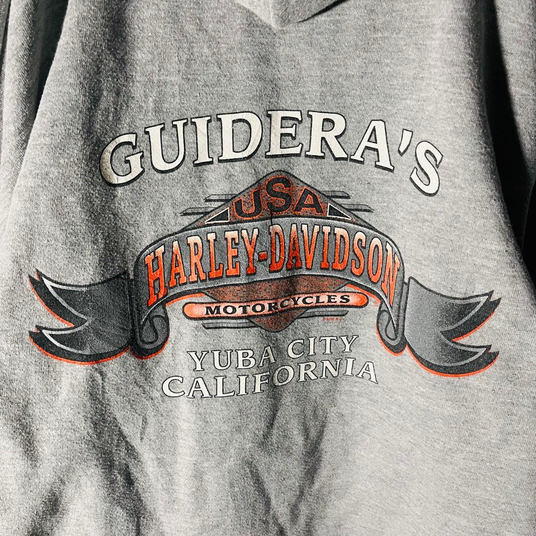 【00sビンテージ】ハーレーダビッドソン　袖ファイヤー　フルジップ　パーカー