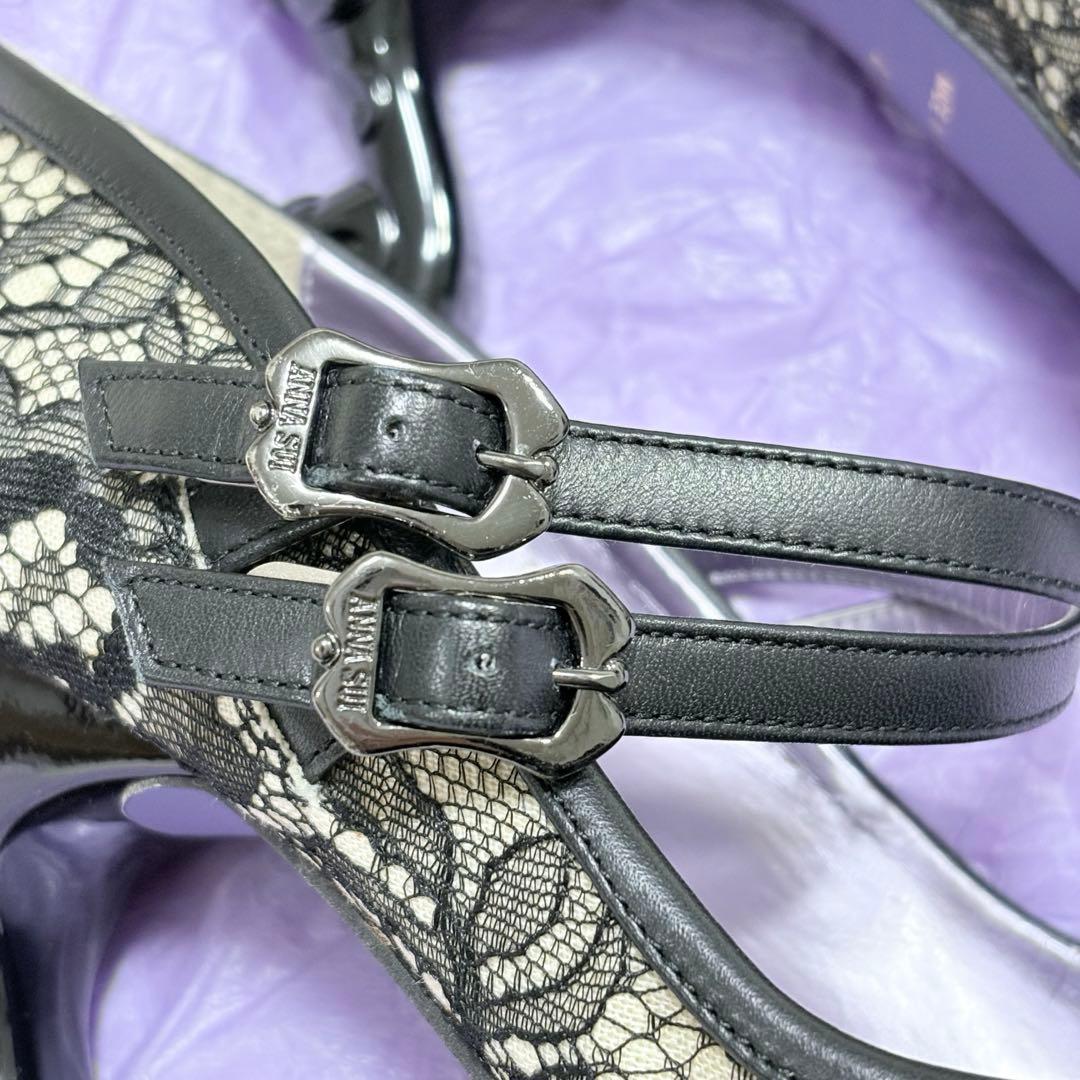 希少品　ANNA SUI 猫足ヒール　レース　パンプス　黒　24.5