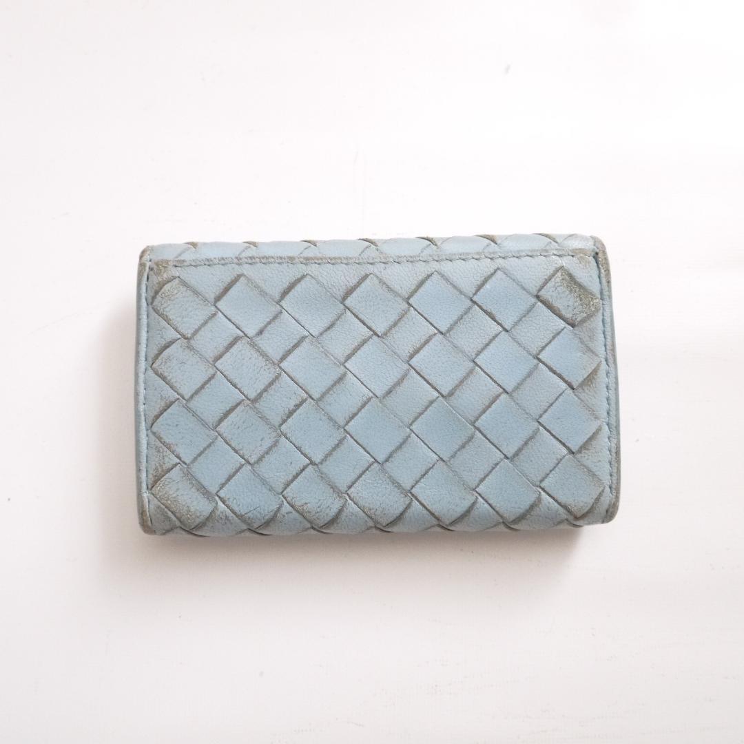 ボッテガヴェネタ　イントレチャート レザー　ケース　小銭入れ　スカイブルー