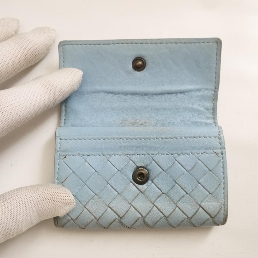 ボッテガヴェネタ　イントレチャート レザー　ケース　小銭入れ　スカイブルー