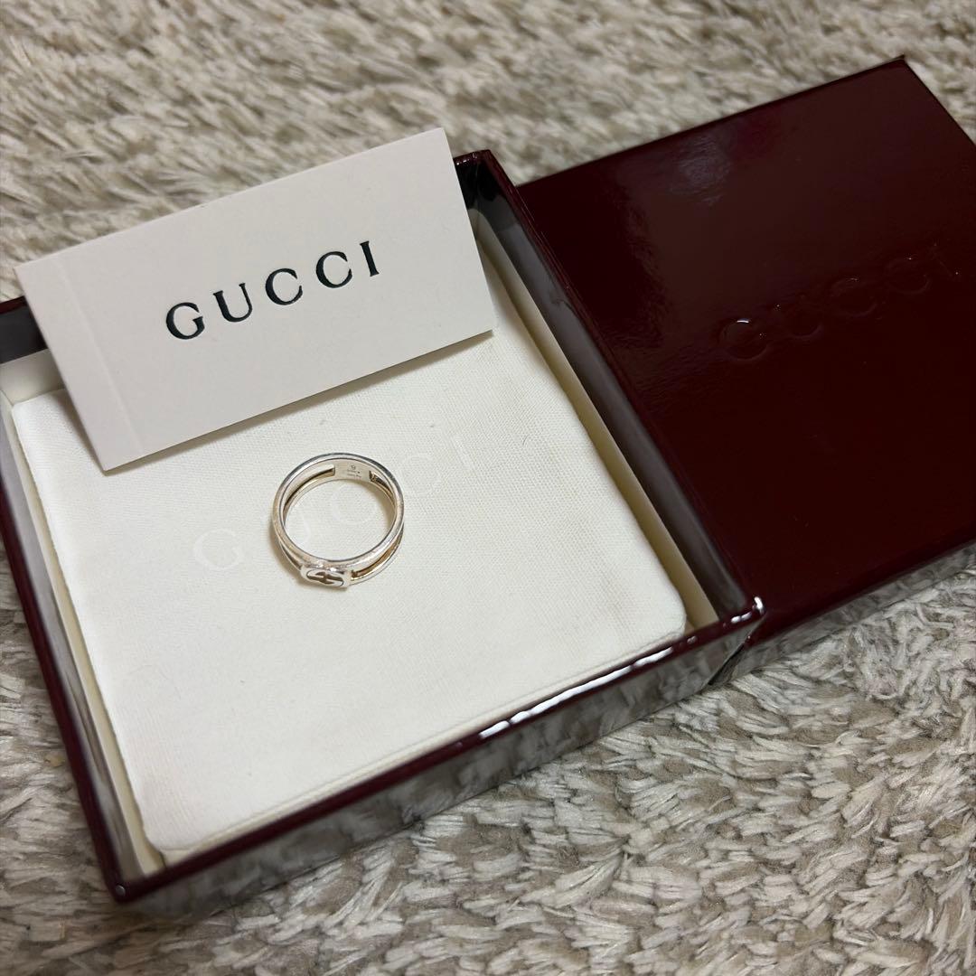 美品　グッチ インターロッキング　ワイドリング　8号　GUCCI シルバー