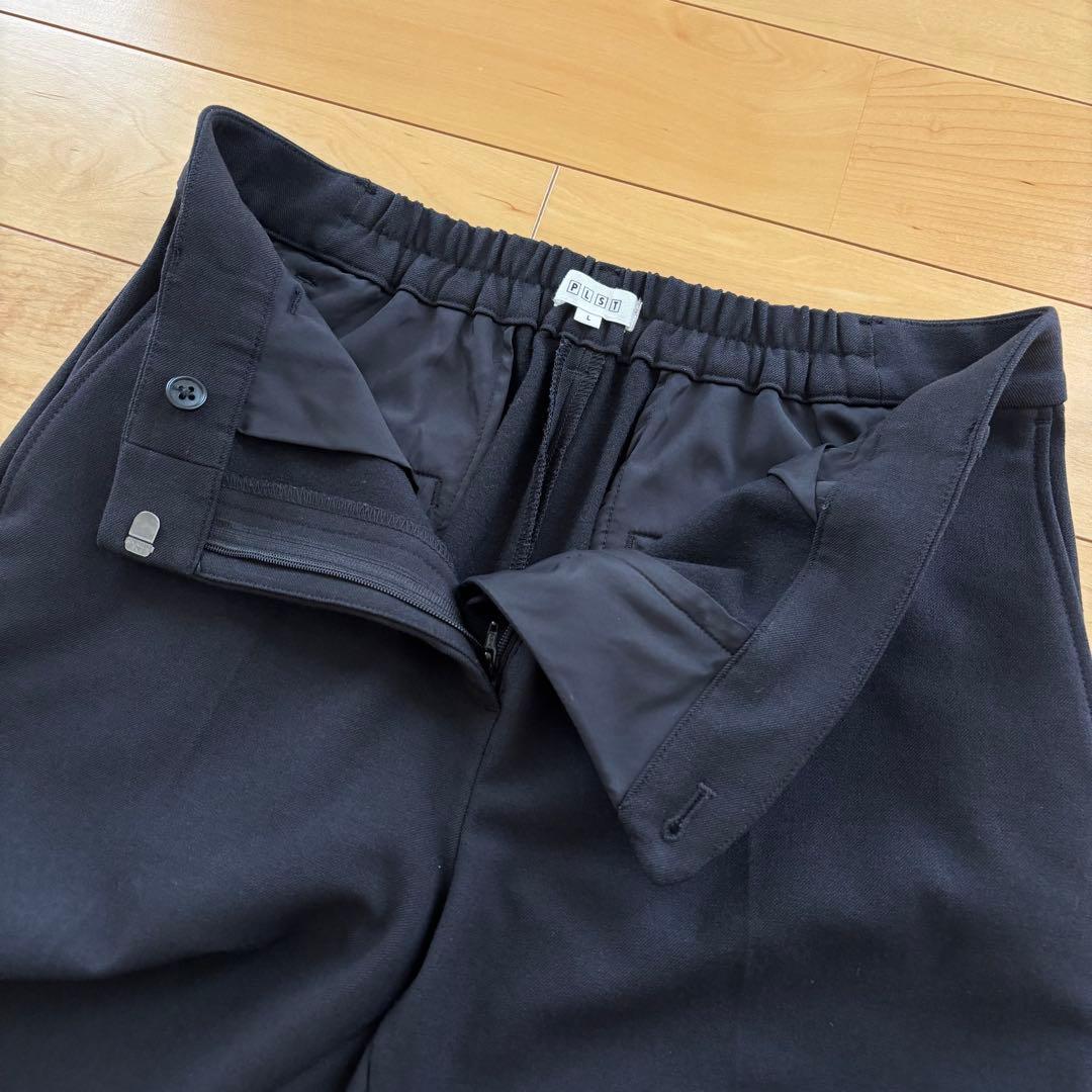 美品 PLST プラステ ノーカラー セットアップ スーツ ブラック 1ボタン
