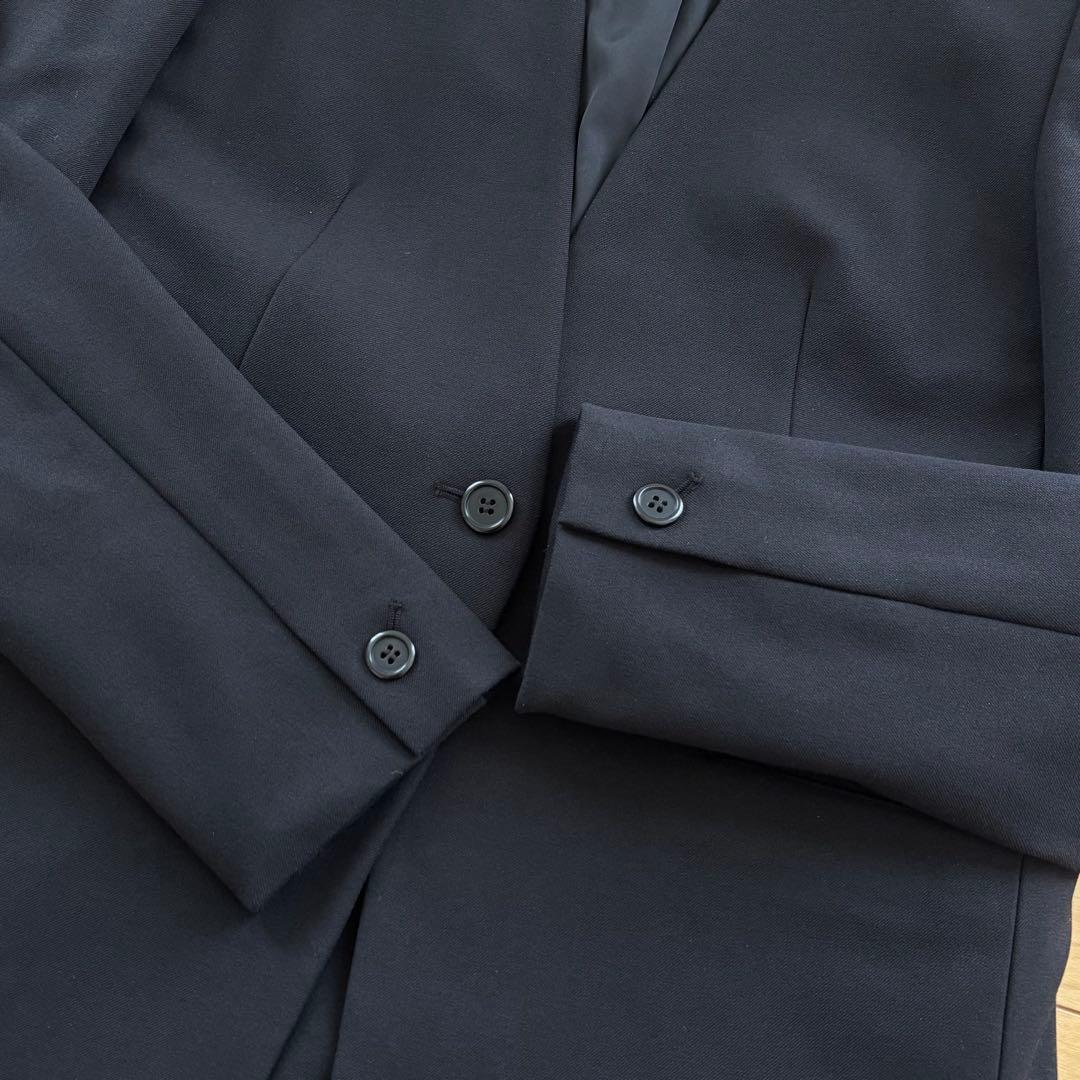 美品 PLST プラステ ノーカラー セットアップ スーツ ブラック 1ボタン