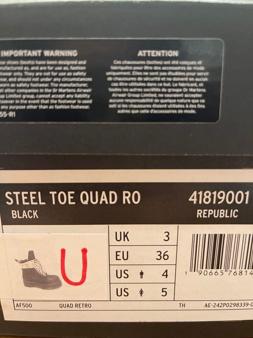 新品正規品【Rick Owens × Dr. Martens】STEEL TOE