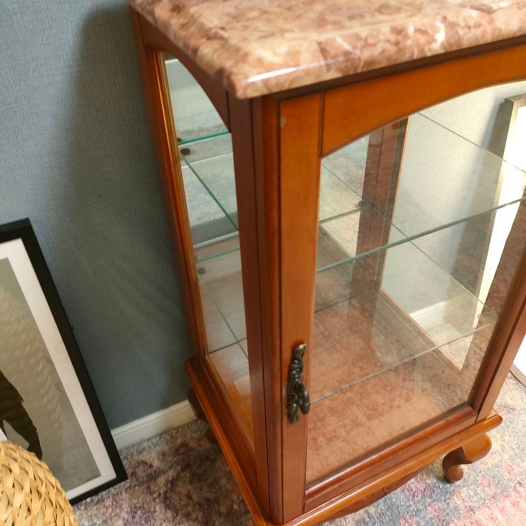 【希少】大理石天板クラシック猫脚コレクション飾り棚 ガラスショーケース」