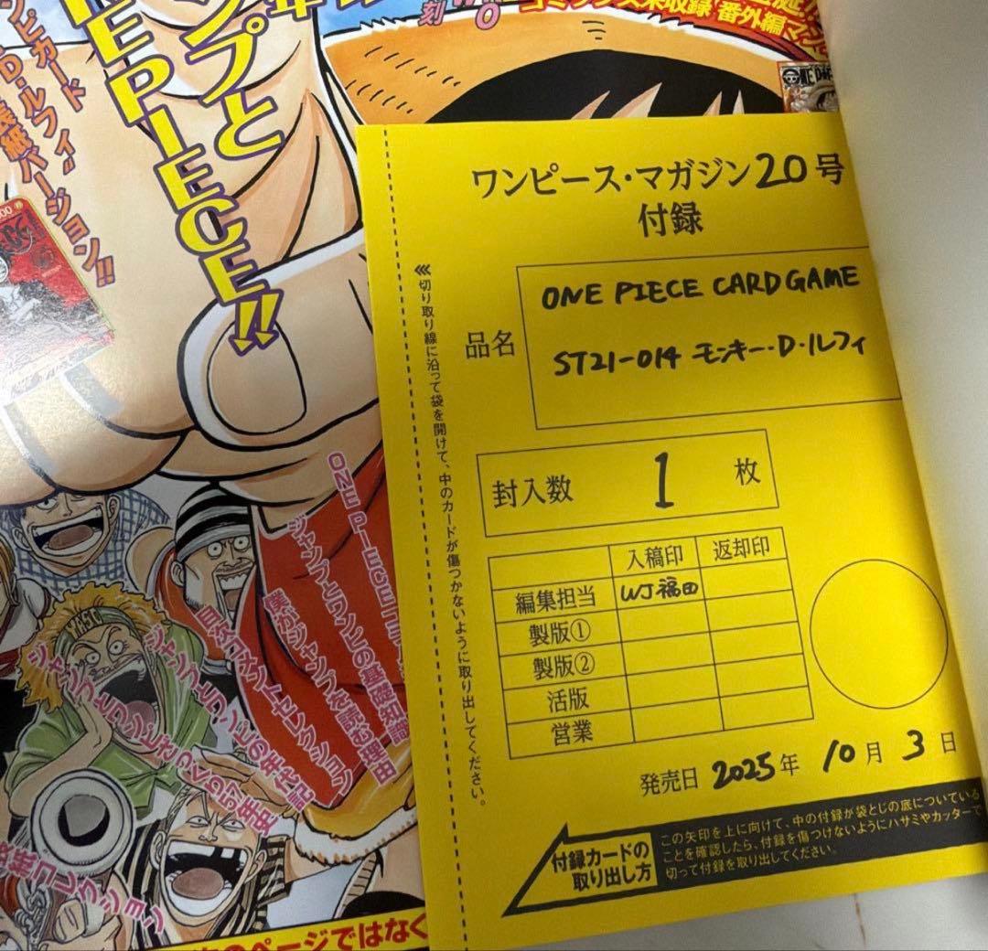ONE PIECE magazine 20号　プロモ付き　ワンピースマガジン