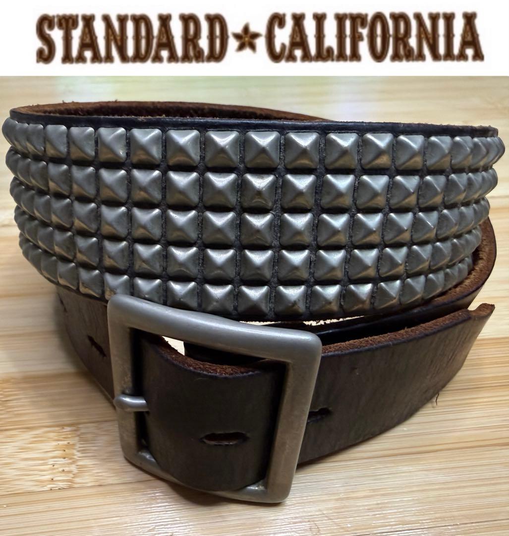 ⭐️HTC⭐️ピラミッド5連シルバースタッズ⭐️ブラック(茶芯)レザー⭐️36インチ