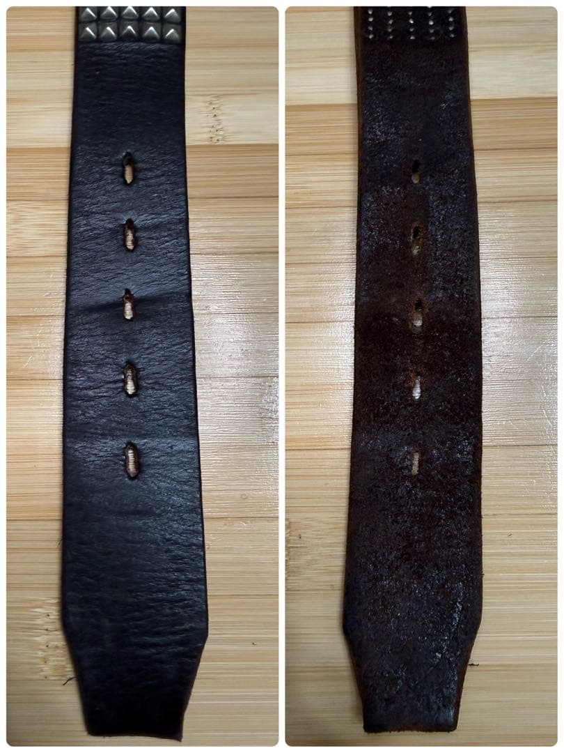 ⭐️HTC⭐️ピラミッド5連シルバースタッズ⭐️ブラック(茶芯)レザー⭐️36インチ