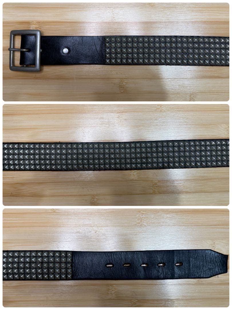 ⭐️HTC⭐️ピラミッド5連シルバースタッズ⭐️ブラック(茶芯)レザー⭐️36インチ