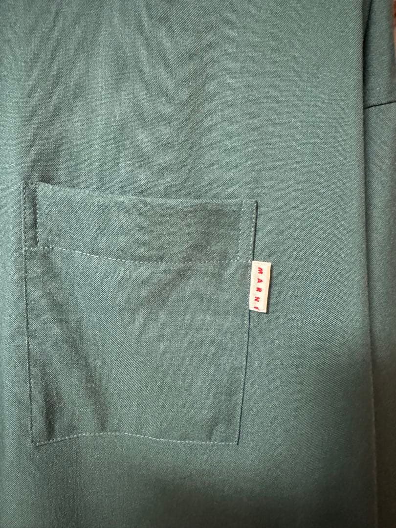 【定番】MARNI グリーン ウール長袖シャツ　サイズ46