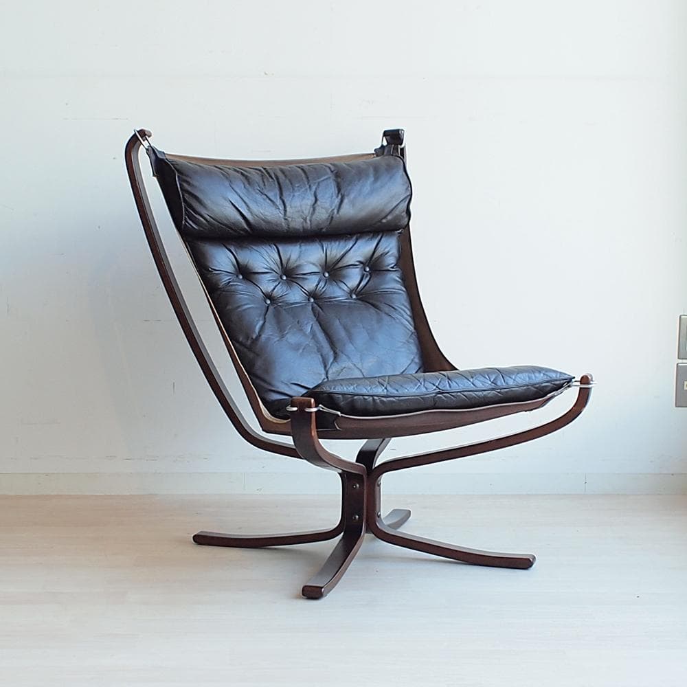 70'sビンテージ バットネ/Vatne ファルコンチェア 本革 ローズウッド