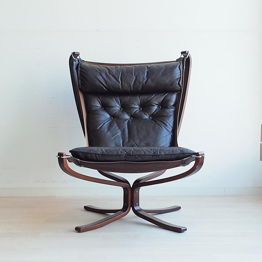 70'sビンテージ バットネ/Vatne ファルコンチェア 本革 ローズウッド