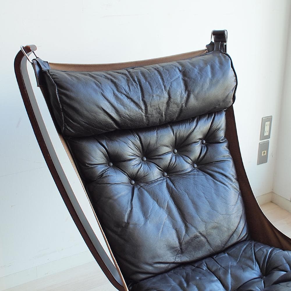 70'sビンテージ バットネ/Vatne ファルコンチェア 本革 ローズウッド