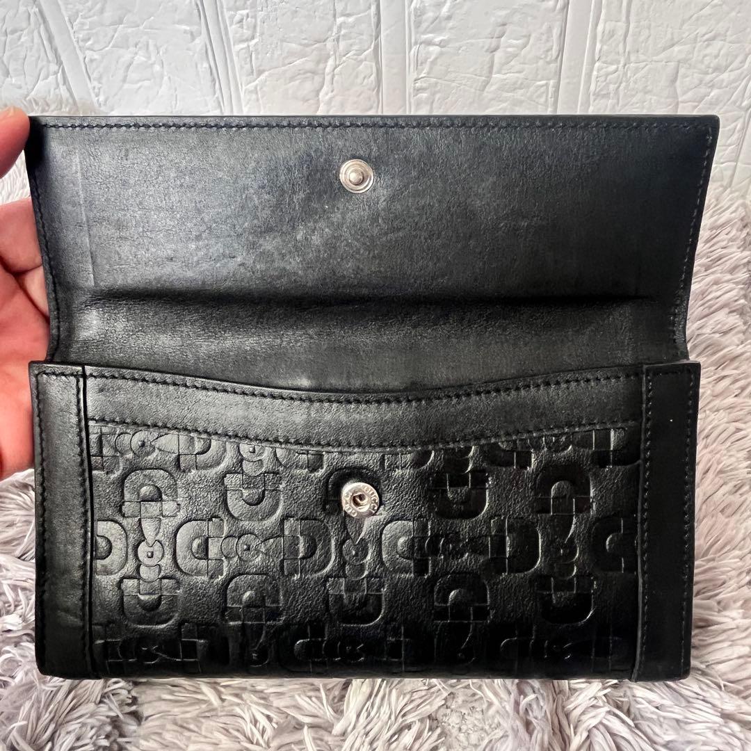 美品✨GUCCI ホースビット型押し　レザー　ロゴ金具　ブラック　長財布