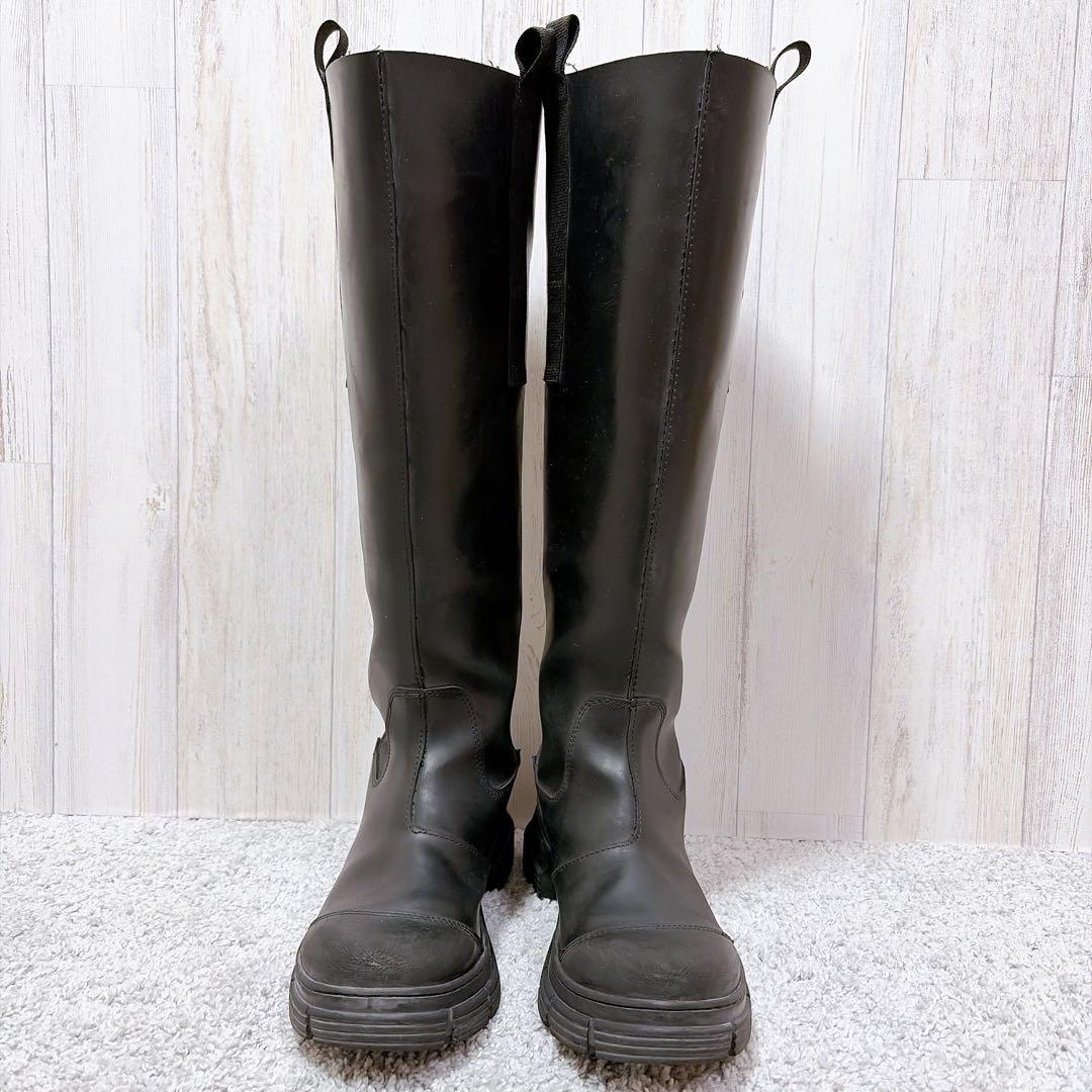 GANNI ガニー 25cm(38) リサイクルラバーロングブーツ ブラック