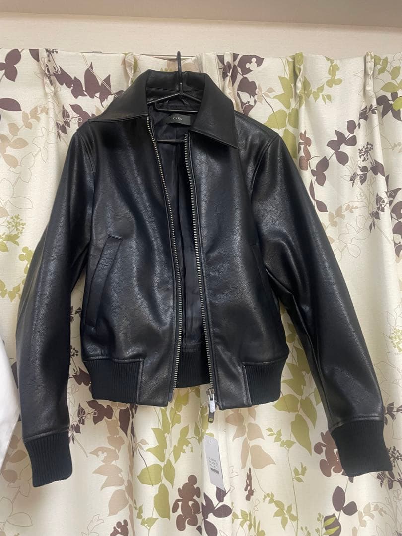 新品』CLEL ディープ テクスチャー ブルゾンレザーブルゾンブラックXSサイズ