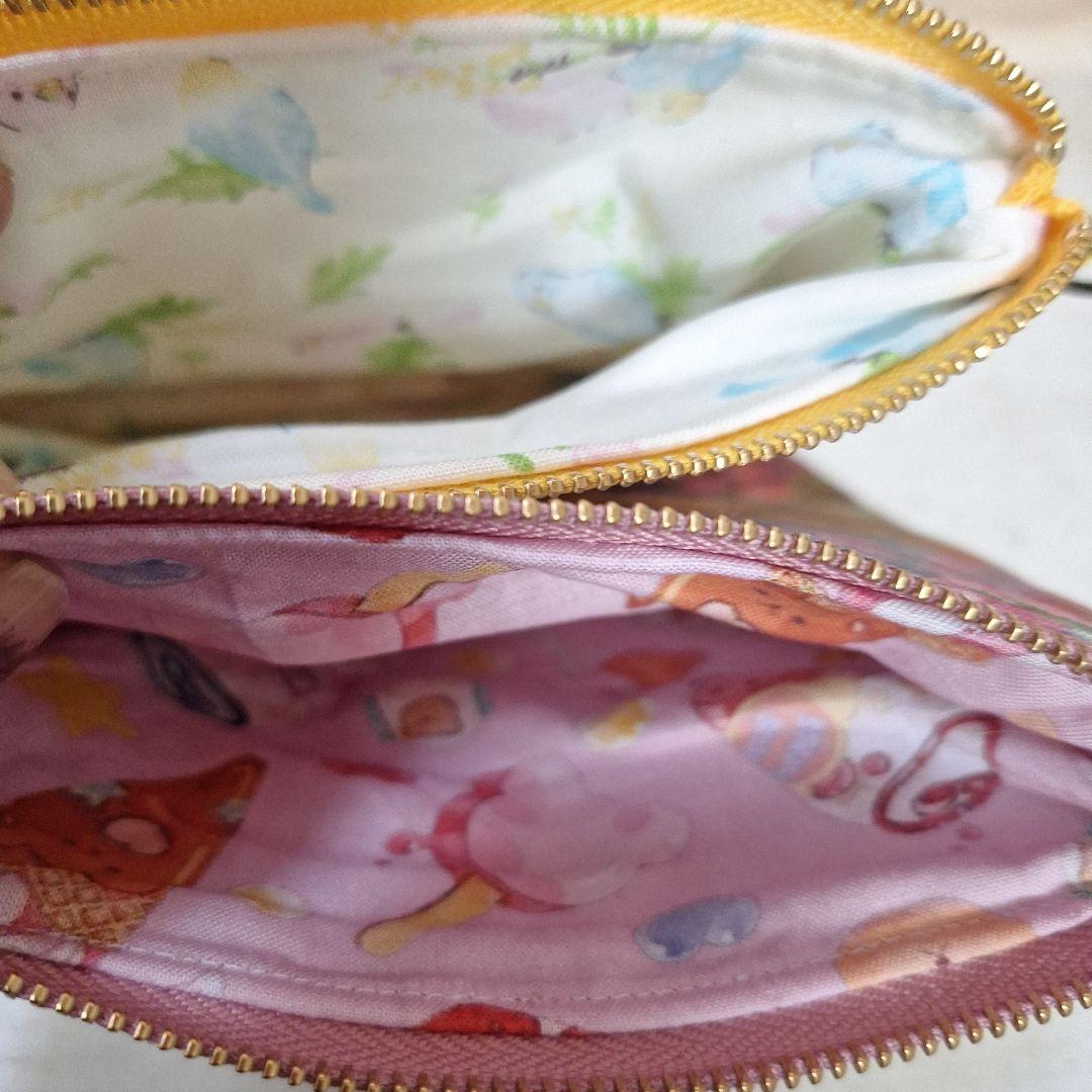 激レアパネル生地　ハンドメイド　フラットポーチDカン付き