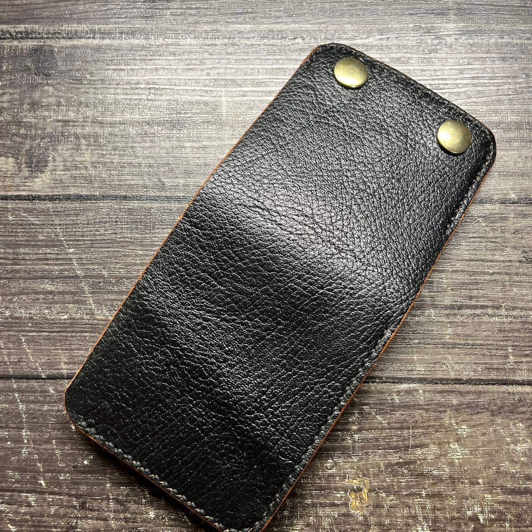 ホースハイドレザー　二つ折りコンパクトトラッカーウォレット　馬革　シュリンク