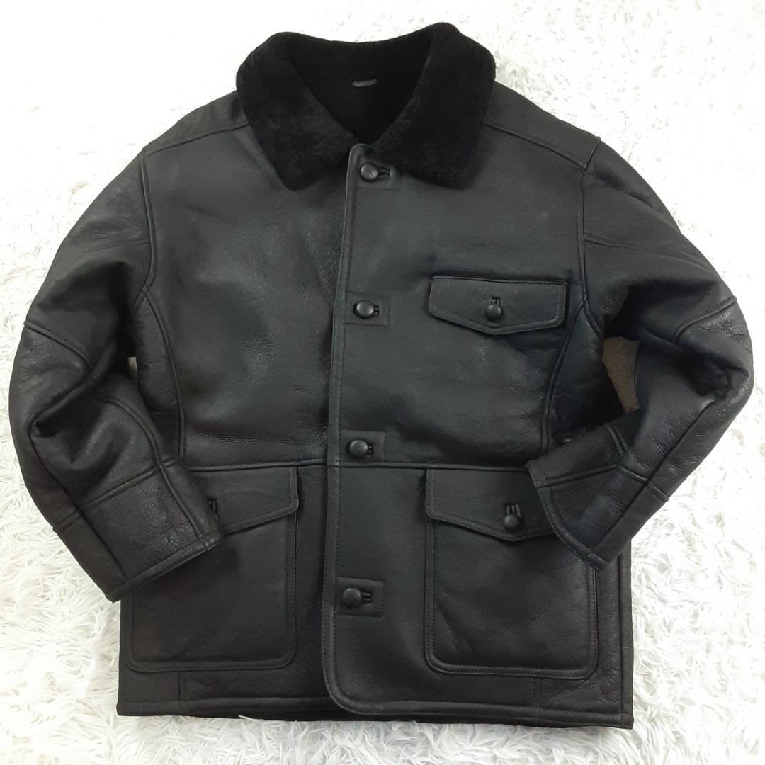 美品80~90s◎AMIFUR ムートンジャケット ブラック 黒 M(XL相当)