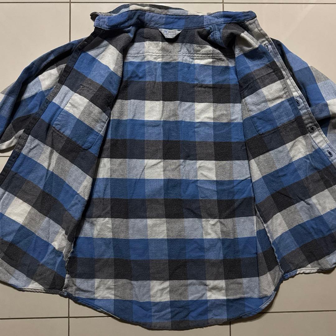 70's〜80's FIVE BROTHER フランネルシャツ 黒ボタン 青黒白