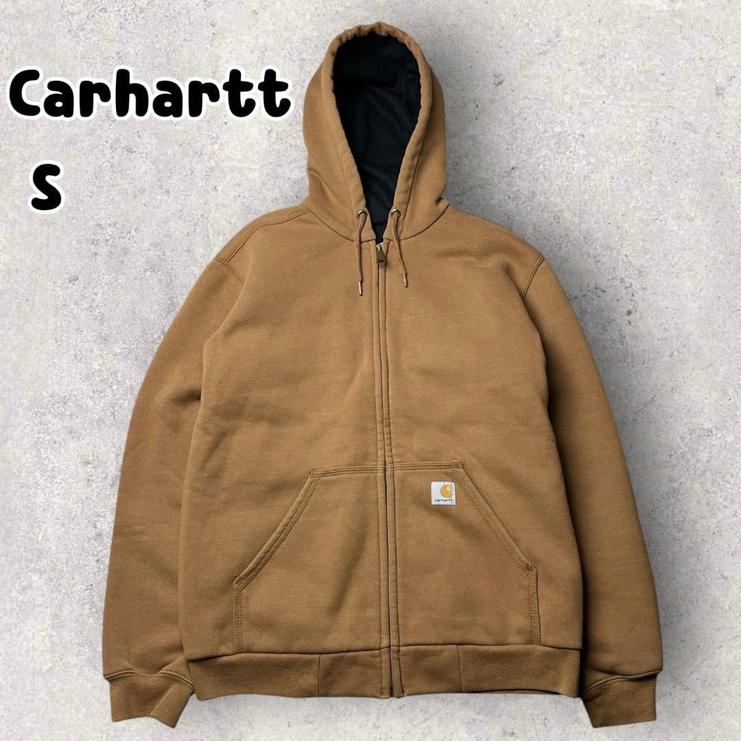 カーハート 裏サーマル ジップアップ パーカー ダブルフェイス ブラウン S