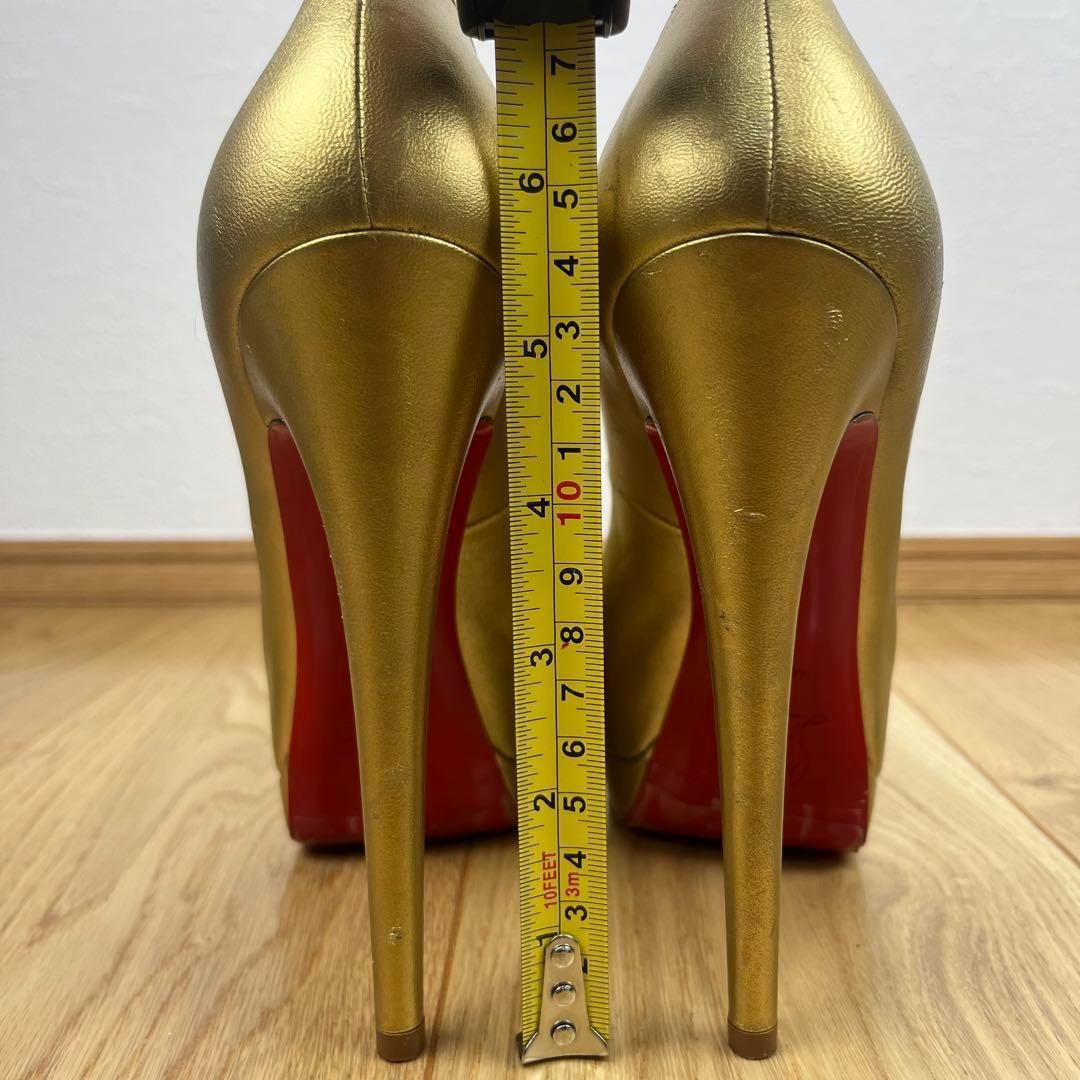 クリスチャンルブタン ゴールド オープントゥ ハイヒール EU37 24cm