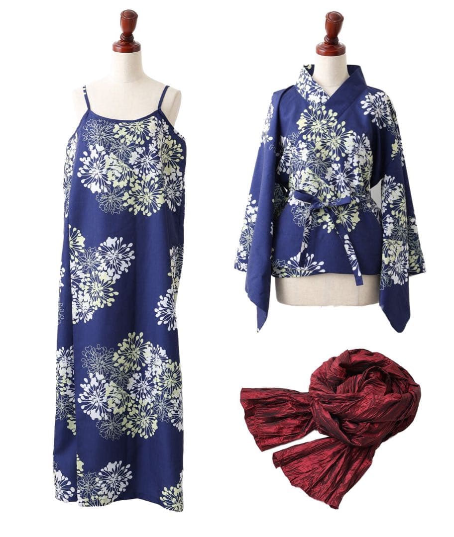 黒と白の幾何学模様 浴衣・帯セット