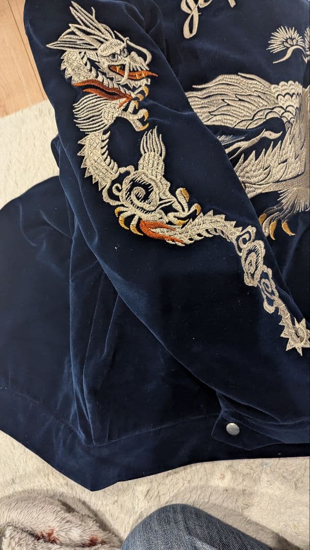 しばたネイビー スカジャン 鷲 ドラゴン刺繍　ヴィンテージ風