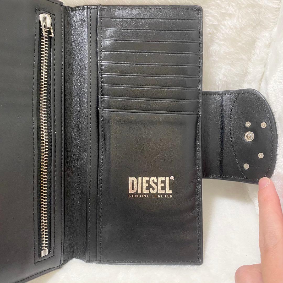 DIESEL ディーゼル 長財布 X08823 Dロゴ レザー　黒　オーバルD