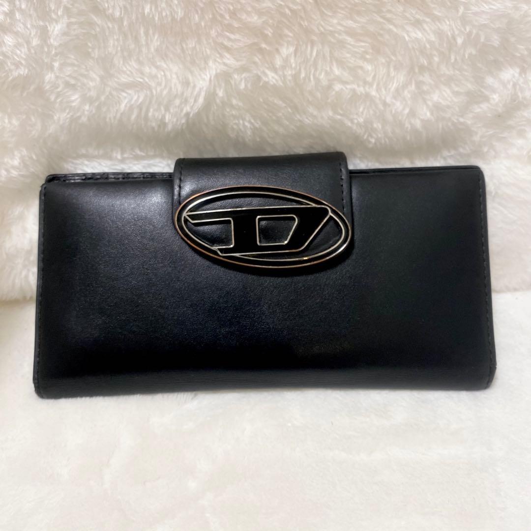 DIESEL ディーゼル 長財布 X08823 Dロゴ レザー　黒　オーバルD