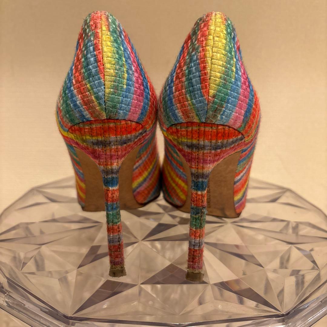 さっく様　マノロブラニク ストライプ　レインボー　パンプス　BB 36
