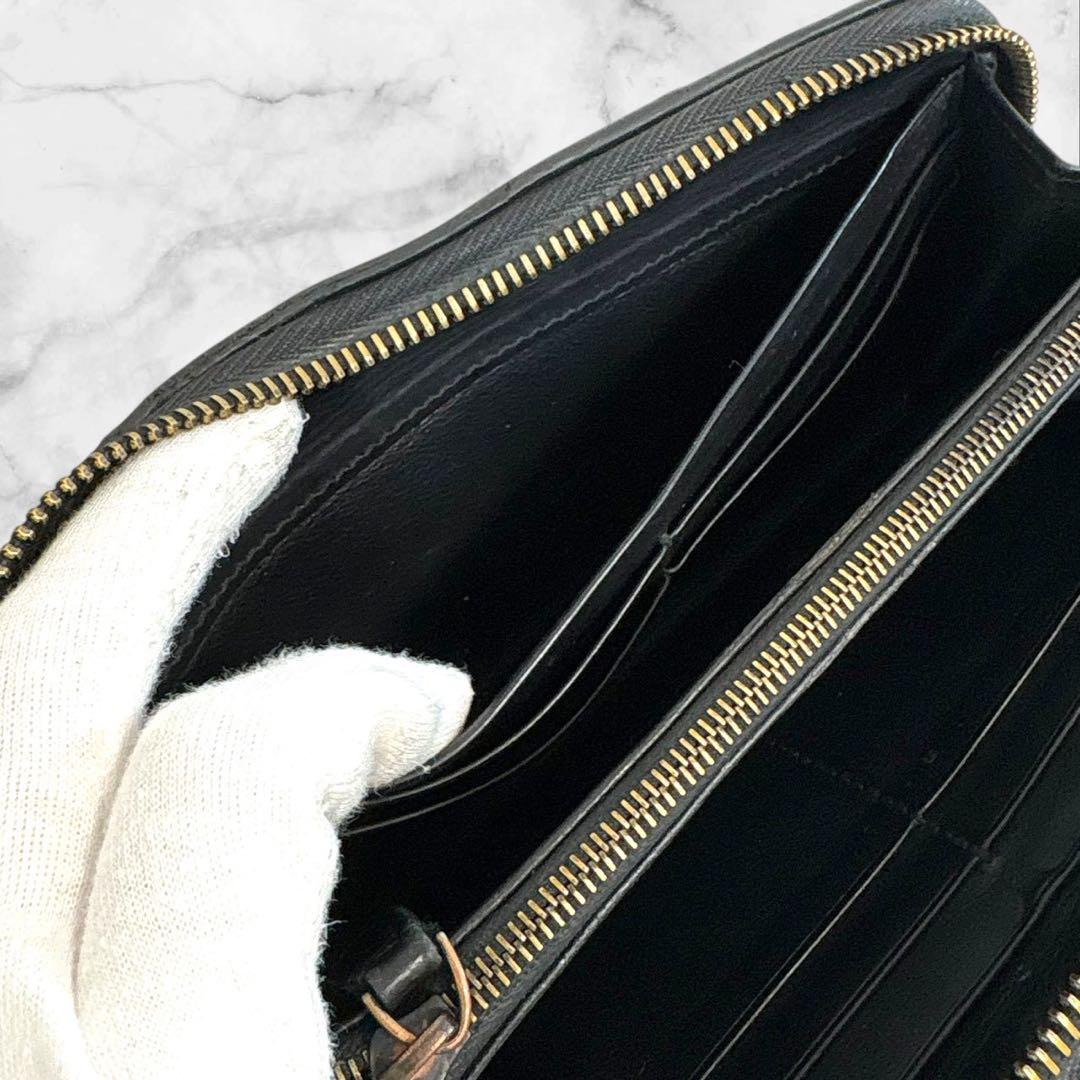 美品✨ 希少 ボッテガヴェネタ イントレチャート　長財布 ラウンドファスナー