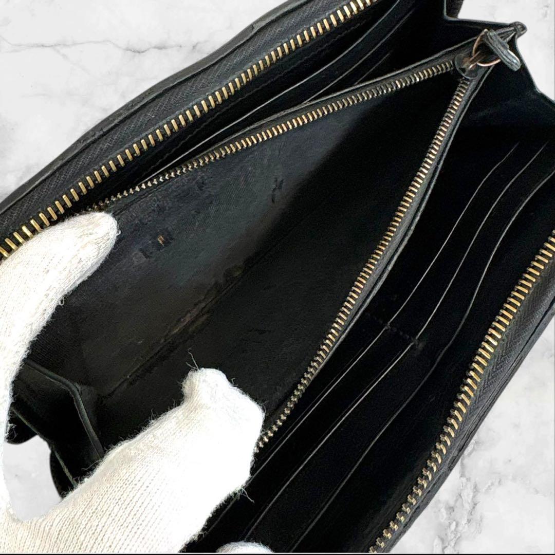 美品✨ 希少 ボッテガヴェネタ イントレチャート　長財布 ラウンドファスナー