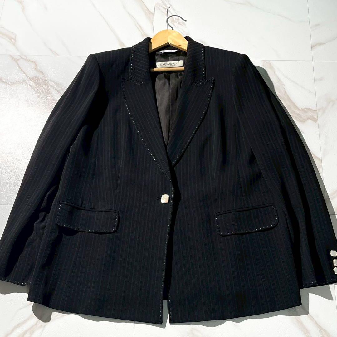 【未使用級✨】マリナリナルディ スーツ セットアップ 黒 ストライプ 23