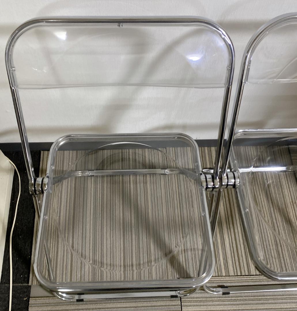 クリアチェア パイプ椅子 折り畳み式 クリア 北欧風 2脚セット