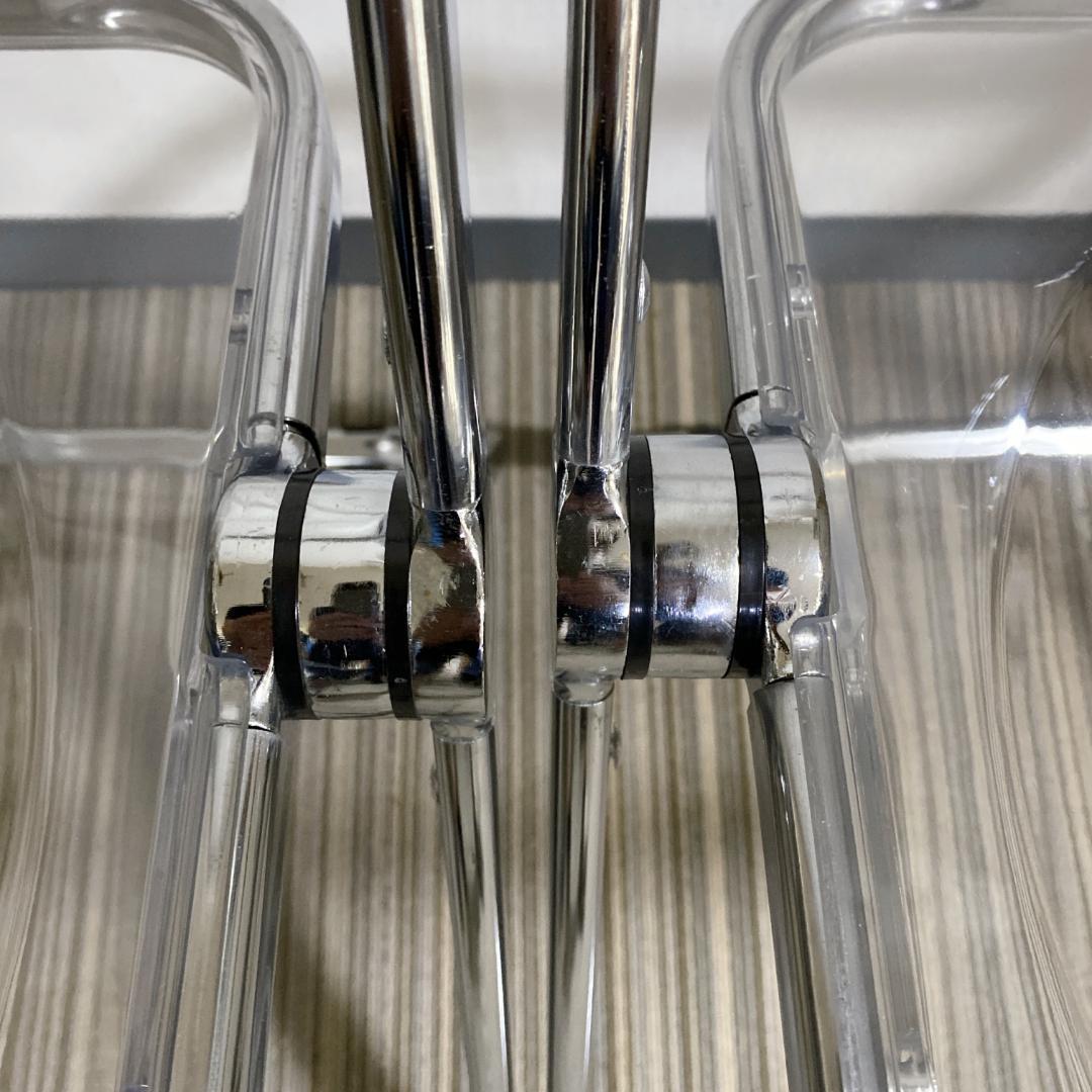 クリアチェア パイプ椅子 折り畳み式 クリア 北欧風 2脚セット