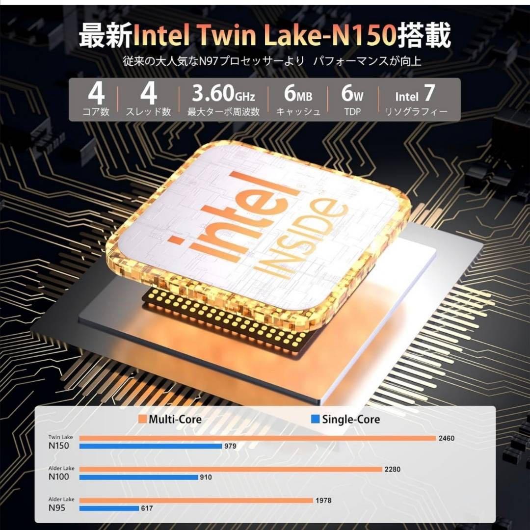 ミニpc 最大3.60GHz 4C/4T インテル N150 Windows11
